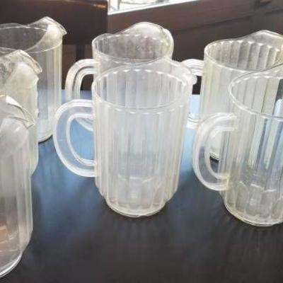 (7) Clear Plastic Water Pitchers