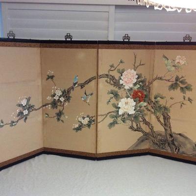 MMF040 Japanese Four Paneled Painting on Silk