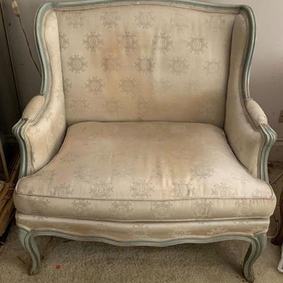 Cut pair of French provincial chair and a halfs--they need some love but would be so chic with a new fabric--BUY IT NOW--$100 each