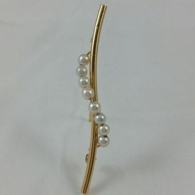 14kt Yellow Gold Stick Pin with Natural Pearls