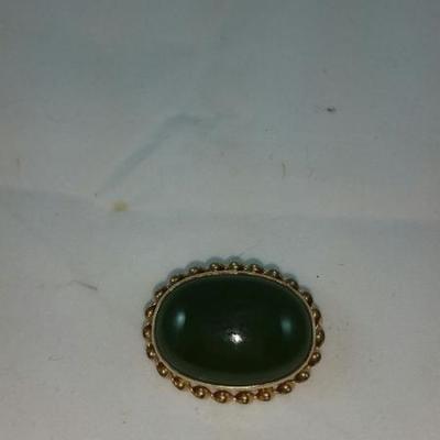 Vintage 10kt Gold, Jade Pendant