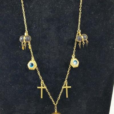 18kt Yellow Gold Religious Charm Necklace