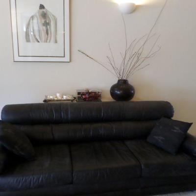 Genuine Black Leather sofas, chairs & ottomans