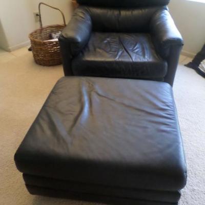 Black Leather Chair & Ottoman  from the Leather Co.