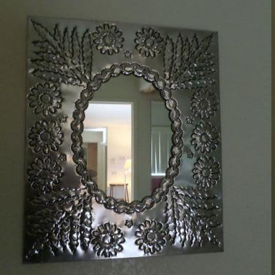 Mirror with silver hammered frame
