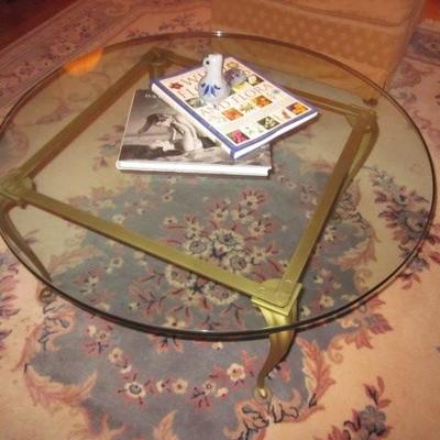 Brass & Glass Round Vintage Table