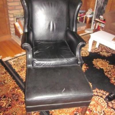 eather Wing Chair with Ottoman