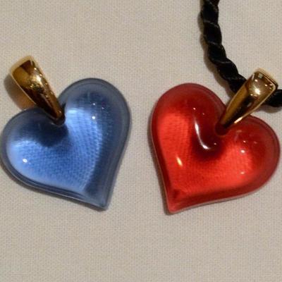 Lalique heart pendants