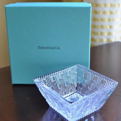 Tiffany & Co. glass dish with box