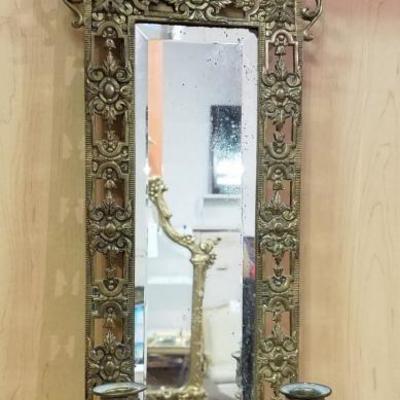 Vintage Ornate Brass Mirror Sconce
