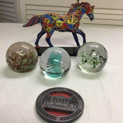 Glass Paperweights, Painted Pony