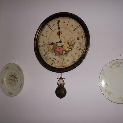 clock and plates