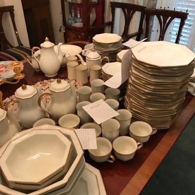 Fitz and Floyd Gold rimmed China. 151 pcs