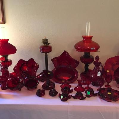 Ruby Glass and Aladdin lamps