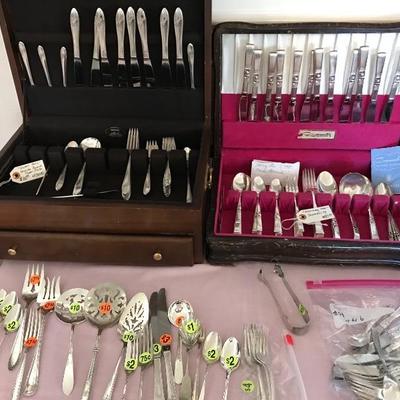 two sets of old silverplate and misc odd pieces of sterling and silverplate 