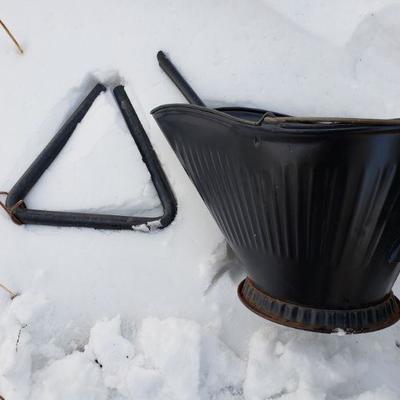 Cast Iron Dinner Triangle and Ash Bucket