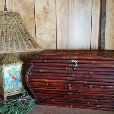Toucan Lamp and Bamboo Chest