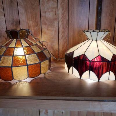 Two Stained Glass Swag Lamps