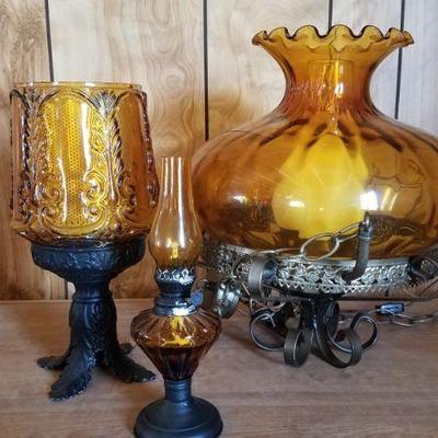 Vintage Amber Glass Lights