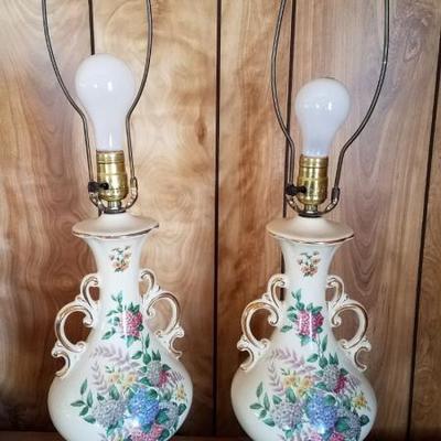 Vintage Floral Ceramic Lamps
