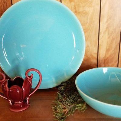 Vintage Turquoise Bowl and Platter