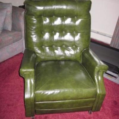 MCM Green Vintage Pleather Lounge Chair