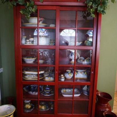 Red China Cabinet with sliding doors
