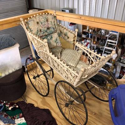 authentic antique wicker baby stroller
