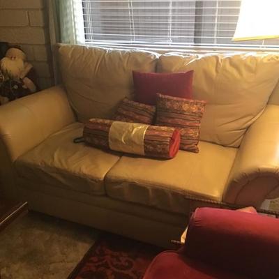 Small two seat leather couch 