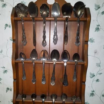 VINTAGE SPOON COLLECTION WITH DISPLAY