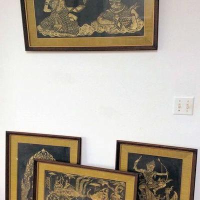 KVV020 Four Carved Gold Paintings