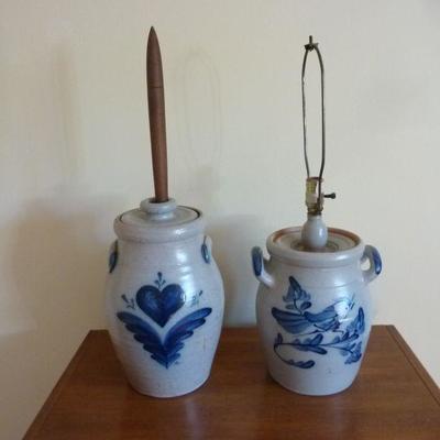 Stoneware Crock Lamp and Butter Churn- Ethan Allen