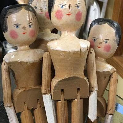 19th C penny peg folk art dolls