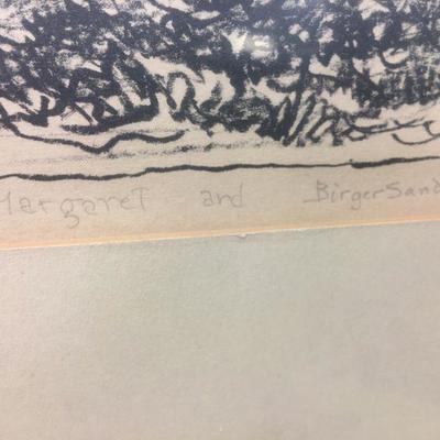 Signature in pencil Margaret and Birger Sandzen