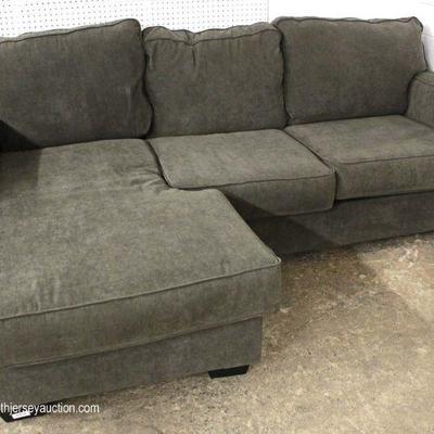 NEW Contemporary Gray Upholstered Decorator Sectional Sofa â€“ auction estimate $400-$800 