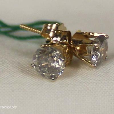 14 Karat Yellow Gold 1 ctw Diamond Stud Earrings â€“ auction estimate $500-$1000 