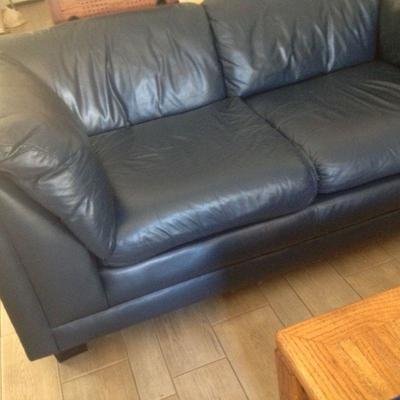 Navy leather sofa and love seat
