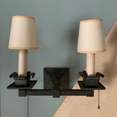 Arts and Crafts Wrought Iron Double Light Sconce