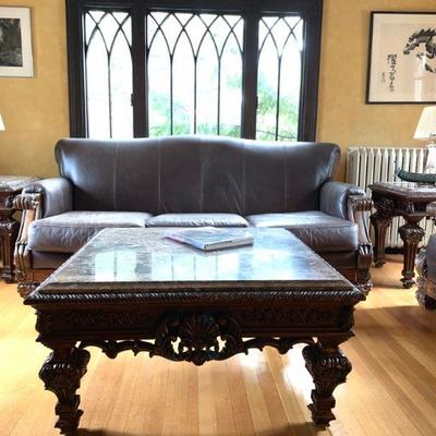 Living Room Set with Heavily Carved Frame