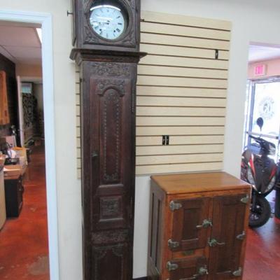 Antique French Carved Oak Tall Clockcase
