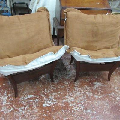 Pr. Modern Slip Cushion Chairs