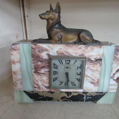 Art Deco Marble Clocks with sheperd dog
