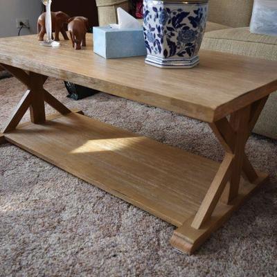 Wooden Coffee Table & Decor