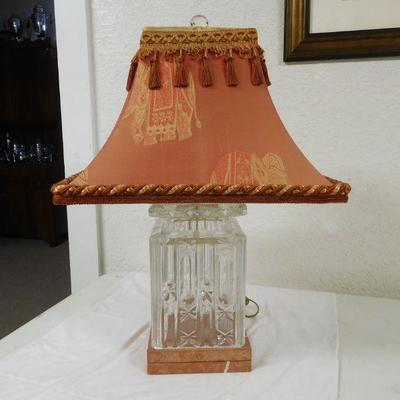 Crystal Lamp w/Leather Shade
