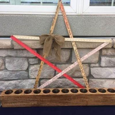 Candle Mold and Decorative Star Made of Old Yardsticks