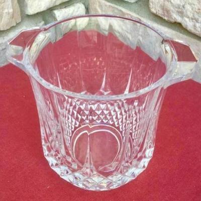 Cut Lead Crystal Honeycomb Pattern Champagne Ice Bucket with Handles