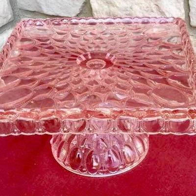 Mosser Glass Pink Cake Platter and Pastry Tray - Elizabeth - 10 Inches
