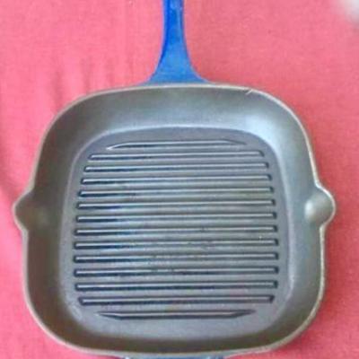 Blue Enamel Cast Iron Grill Pan