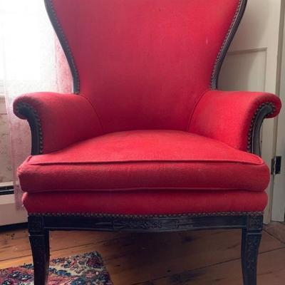 Wingback Armchair with Nail Head Detail