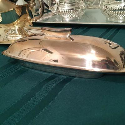 silver plated butter dish